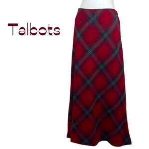 Talbots Plaid Wool Blend Maxi Skirt NWOT